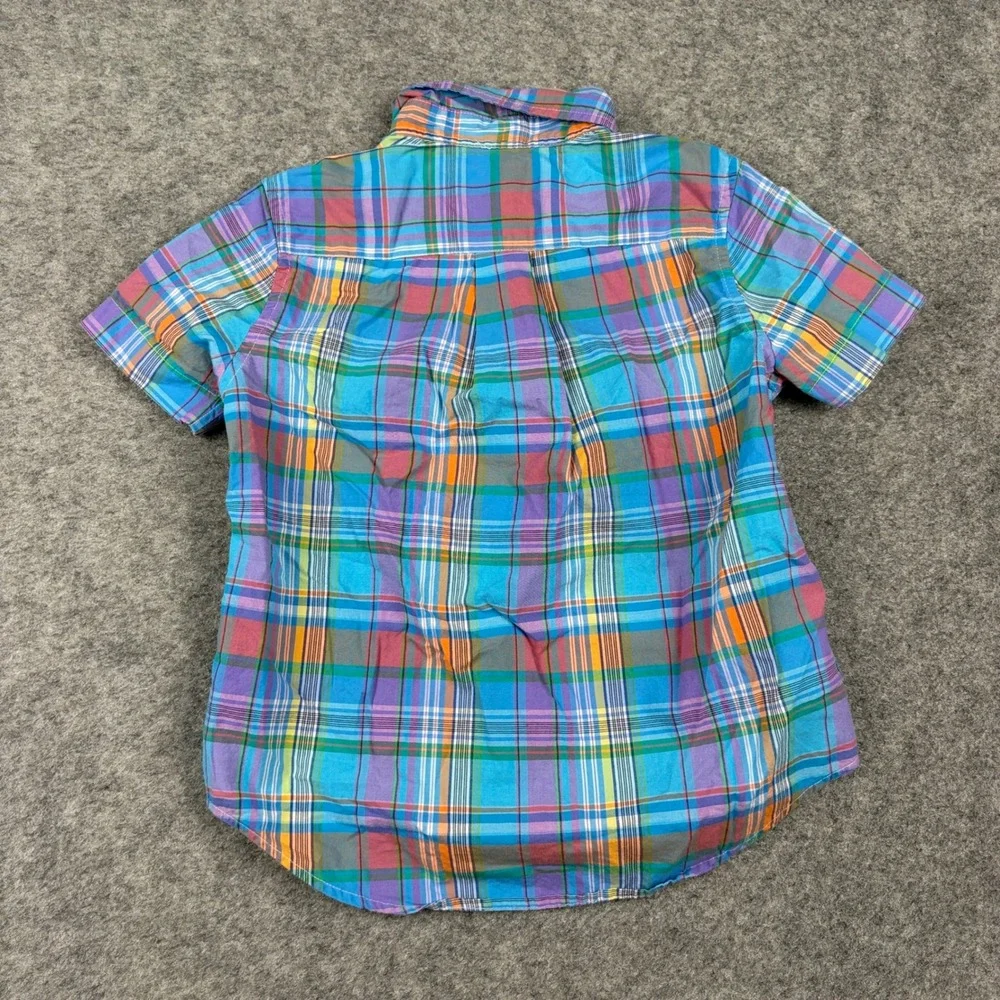 Ralph Lauren Button Down Shirt Boys Size 4 Multicolor Plaid Short Sleeve Cotton